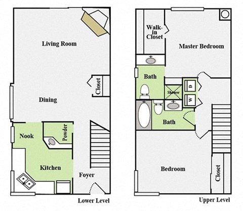 a floor plan of a house with two bedrooms and a living room